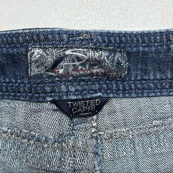 Silver | Factory Distressed Twisted Denim Capri’s - Picture 3 of 7
